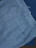Men’s Blue Linen‑Cotton Denim‑Style Straight‑Leg Casual Trousers | 53% Linen 47% Cotton
