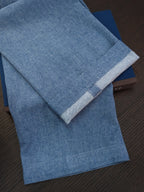 Men’s Blue Linen‑Cotton Denim‑Style Straight‑Leg Casual Trousers | 53% Linen 47% Cotton