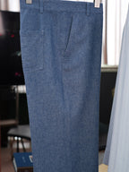 Men’s Blue Linen‑Cotton Denim‑Style Straight‑Leg Casual Trousers | 53% Linen 47% Cotton