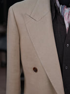 Khaki linen double-breasted single blazer