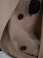 Khaki linen double-breasted single blazer