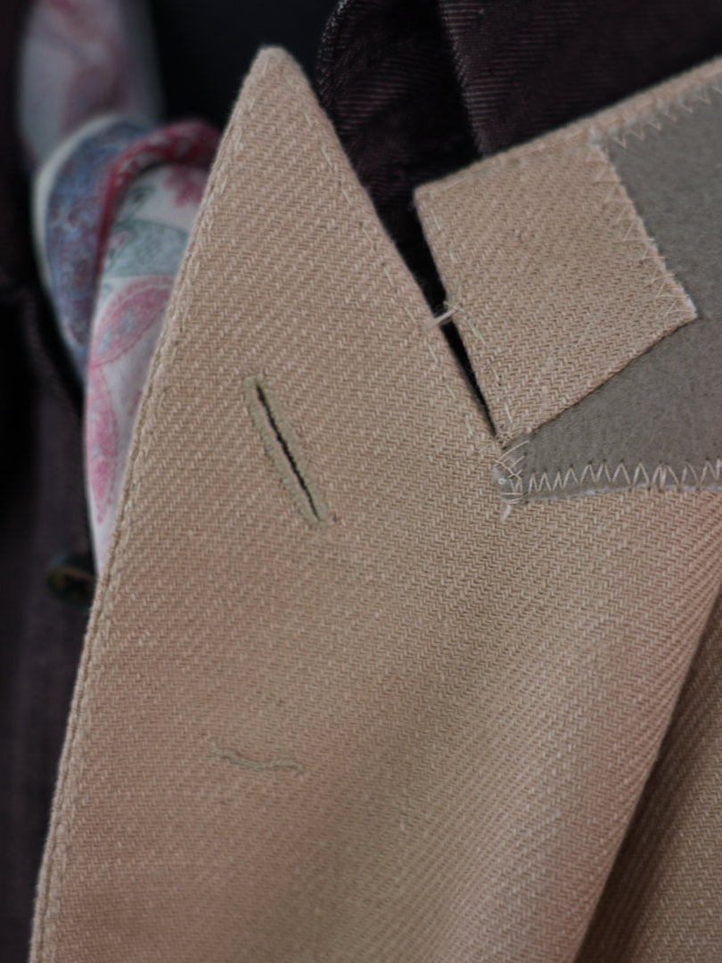 Khaki linen double-breasted single blazer