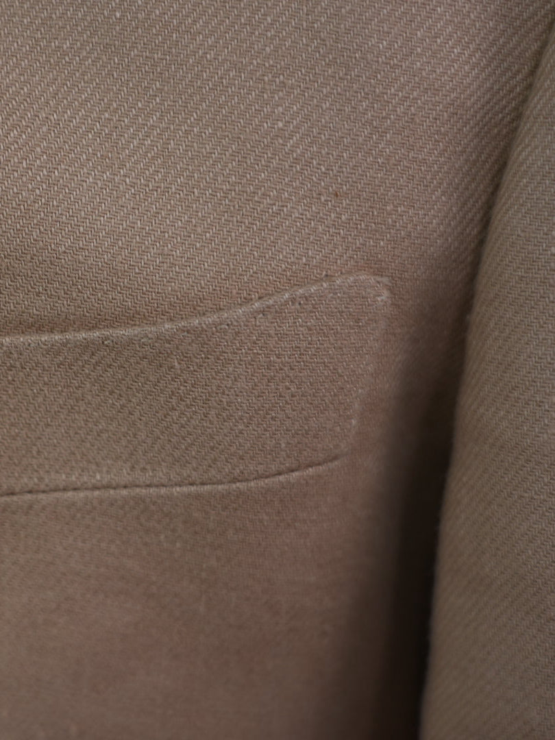 Khaki linen double-breasted single blazer