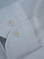 Men's 100% Cotton White Herringbone Jacquard Dress Shirt