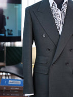 Dark green 100% wool flannel single blazer