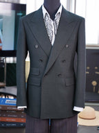 Dark green 100% wool flannel single blazer