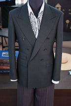 Dark green 100% wool flannel single blazer