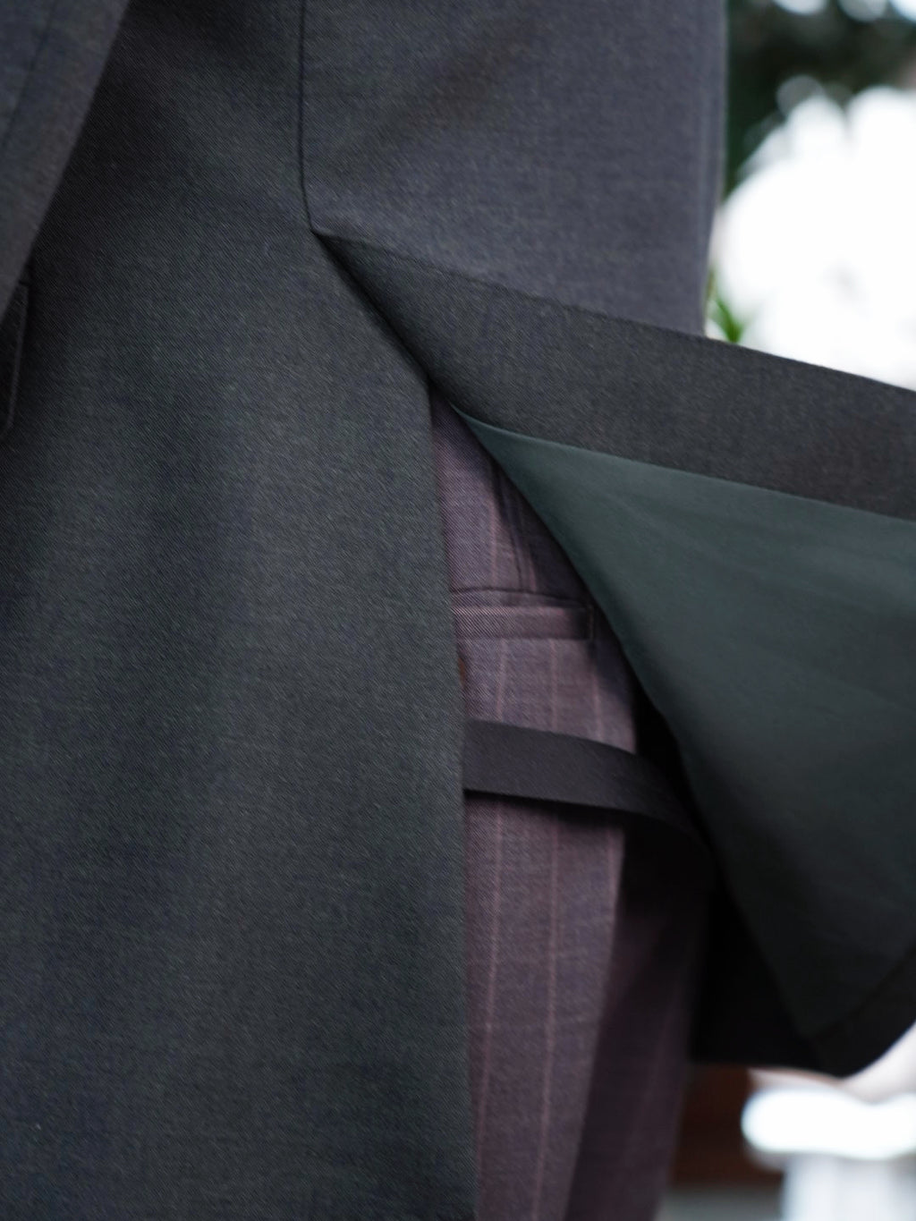 Dark green 100% wool flannel single blazer
