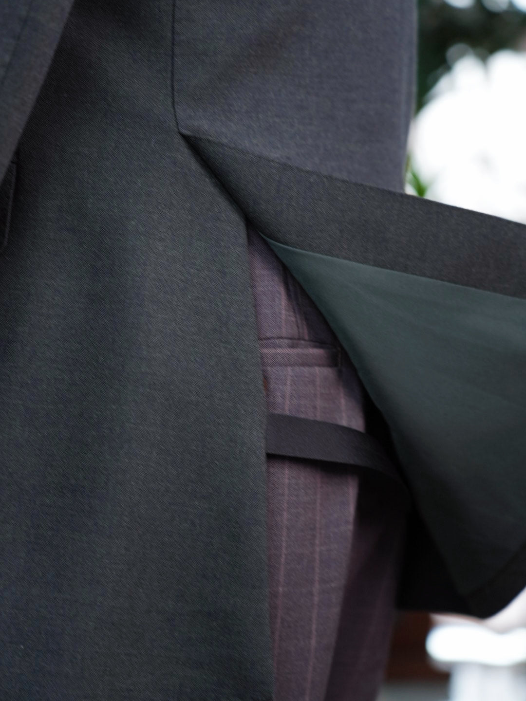 Dark green 100% wool flannel single blazer