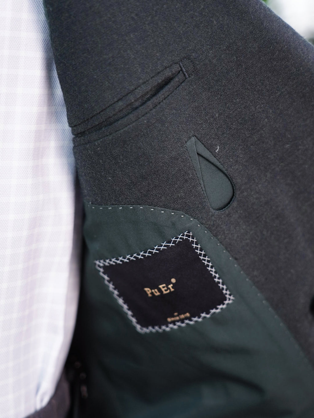 Dark green 100% wool flannel single blazer