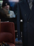 Dark black wool business single blazer