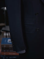 Dark black wool business single blazer