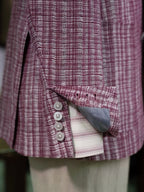 100% Pure Linen Burgundy Check Jacquard Soft Blazer