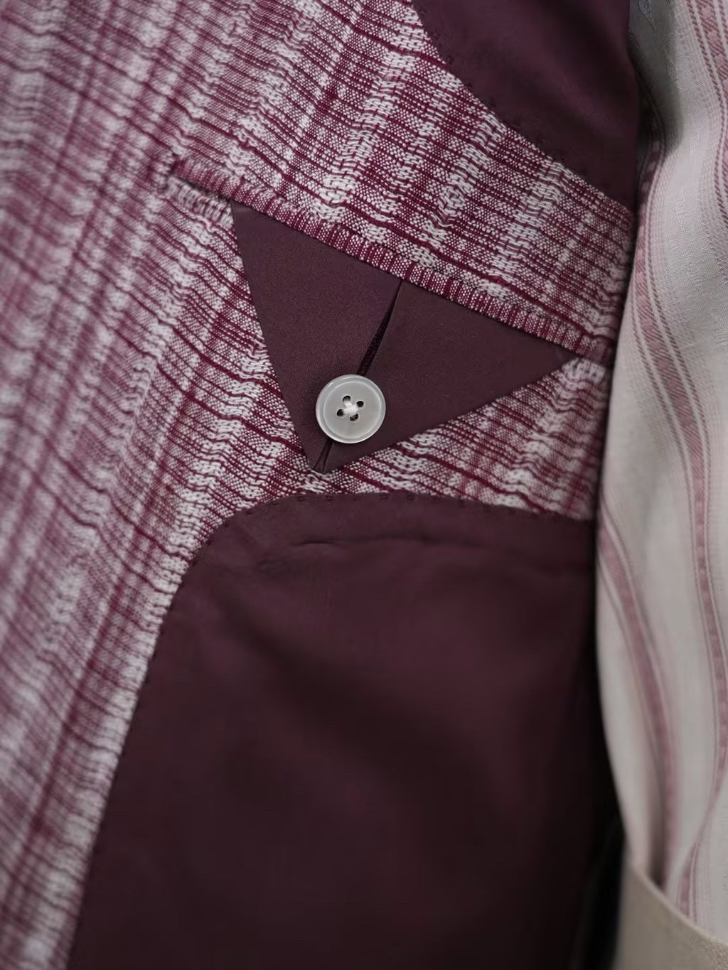100% Pure Linen Burgundy Check Jacquard Soft Blazer