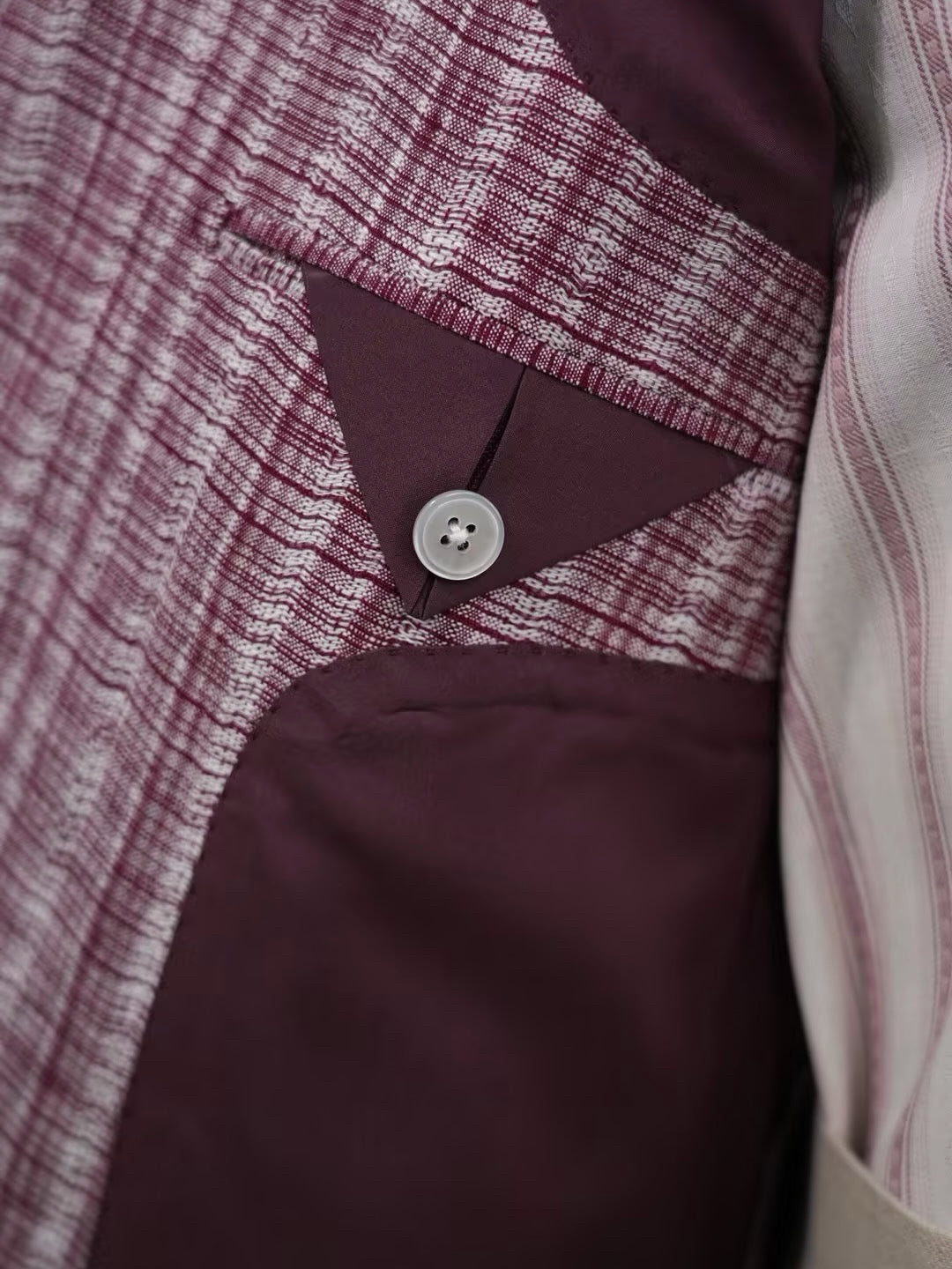 100% Pure Linen Burgundy Check Jacquard Soft Blazer