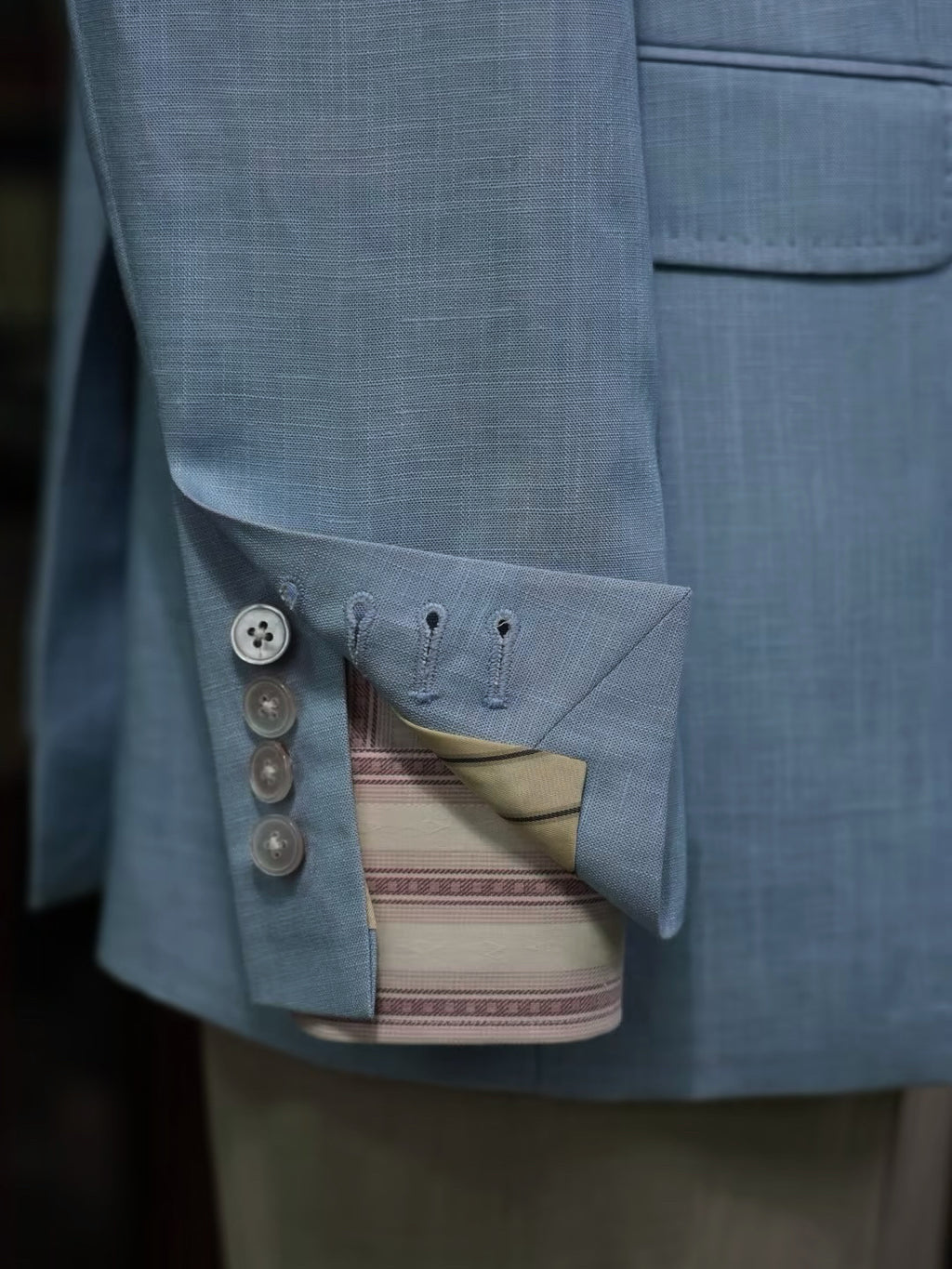 Double-sided blue Tencel linen casual single-layer suit