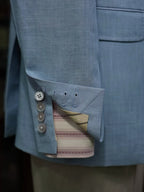 Double-sided blue Tencel linen casual single-layer suit