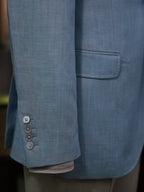 Double-sided blue Tencel linen casual single-layer suit