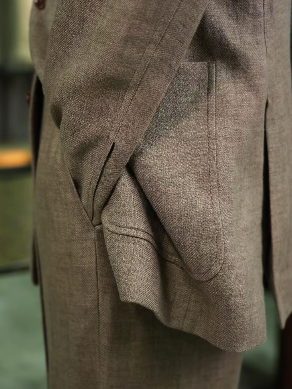 100% Pure Linen Brown Mandarin Collar Casual Blazer Jacket