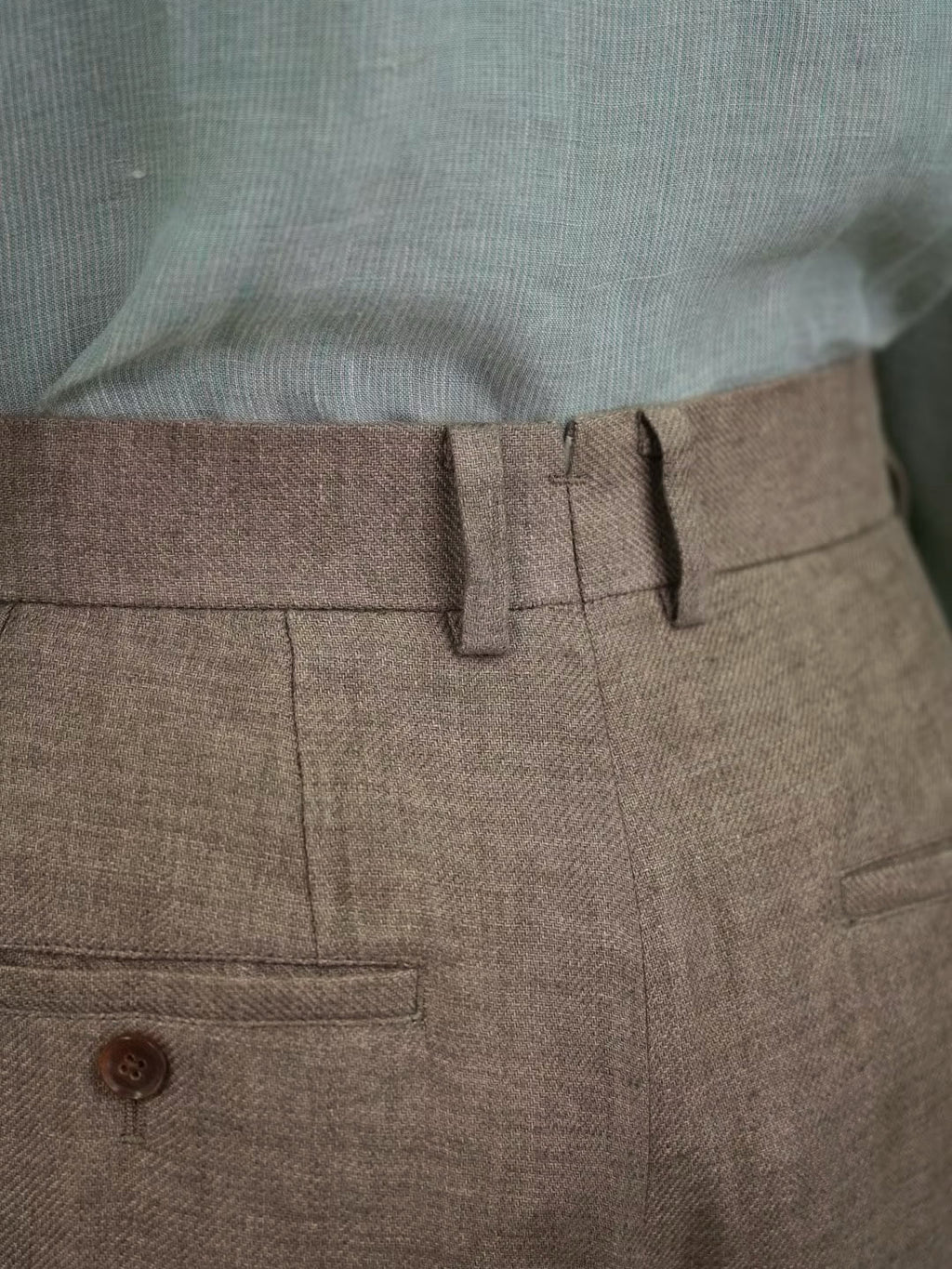 Men’s Coffee Brown 100% Linen Relaxed Straight‑Leg Trousers