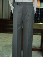 Men’s Grey Tencel‑Linen Blend Relaxed‑Fit Trousers