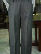 Men’s Grey Tencel‑Linen Blend Relaxed‑Fit Trousers