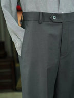 Men’s Grey Tencel‑Linen Blend Relaxed‑Fit Trousers