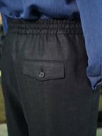 100% Linen Elastic Waist Wide‑Leg Casual Pants