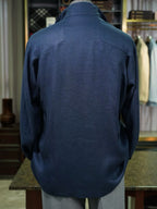 Navy blue cotton and linen casual jacket
