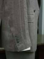 Grey-green linen herringbone double-breasted single-breasted suit