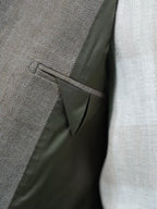 Grey-green linen herringbone double-breasted single-breasted suit