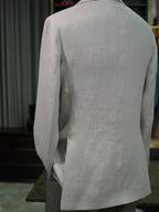 Apricot cotton and linen casual single suit