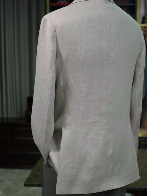 Apricot cotton and linen casual single suit