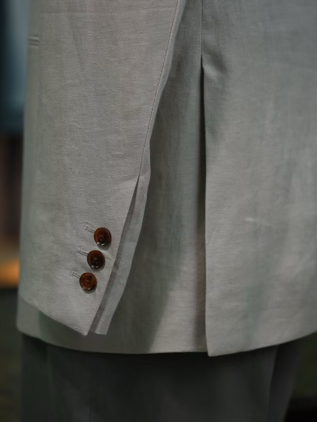 Apricot cotton and linen casual single suit