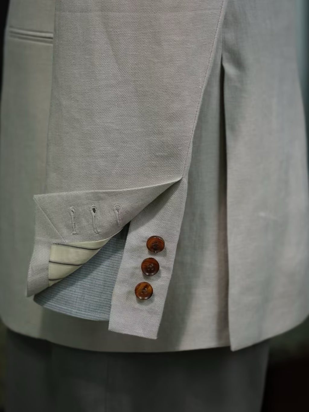 Apricot cotton and linen casual single suit