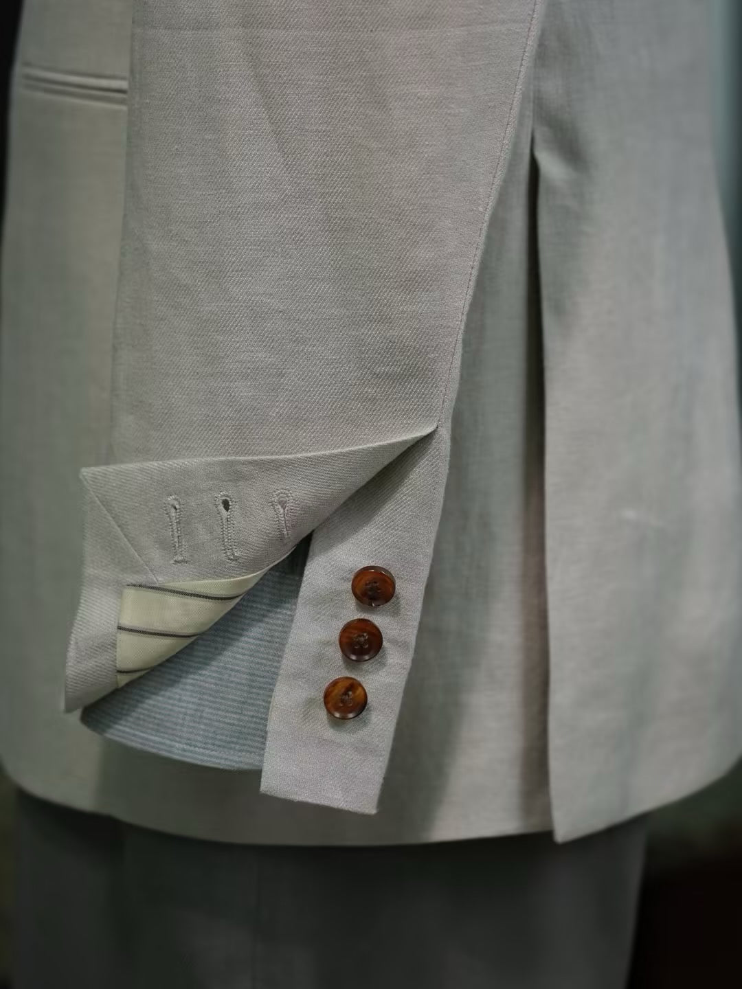 Apricot cotton and linen casual single suit