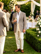 Prince check wool blazer with notched collar