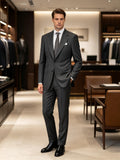 Men's Dark Grey Prince of Wales Check Sport Coat | Notch Lapel 100% Pure Wool Blazer