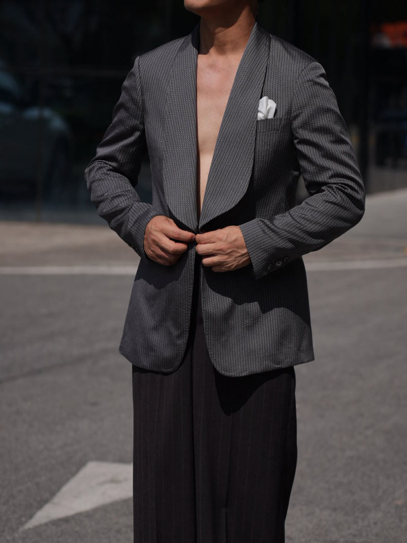 Shawl Collar Woven Texture Suit
