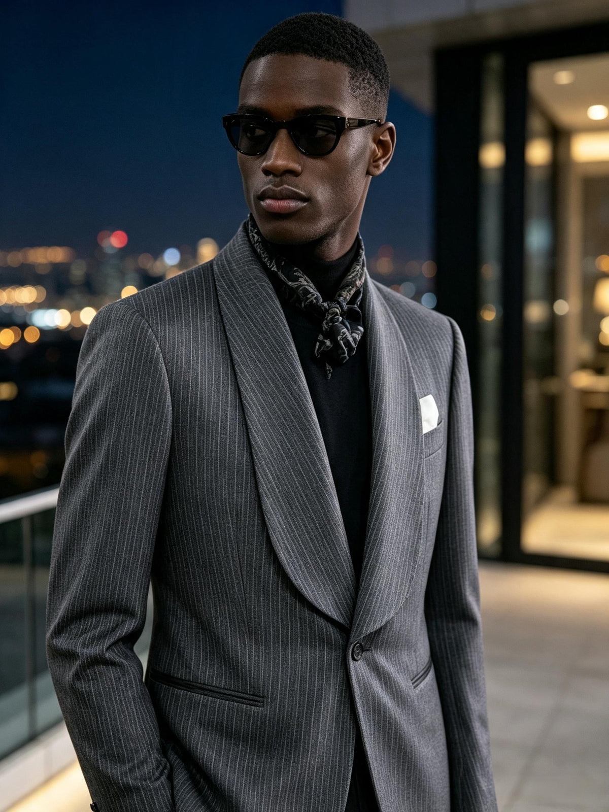 Shawl Collar Woven Texture Suit