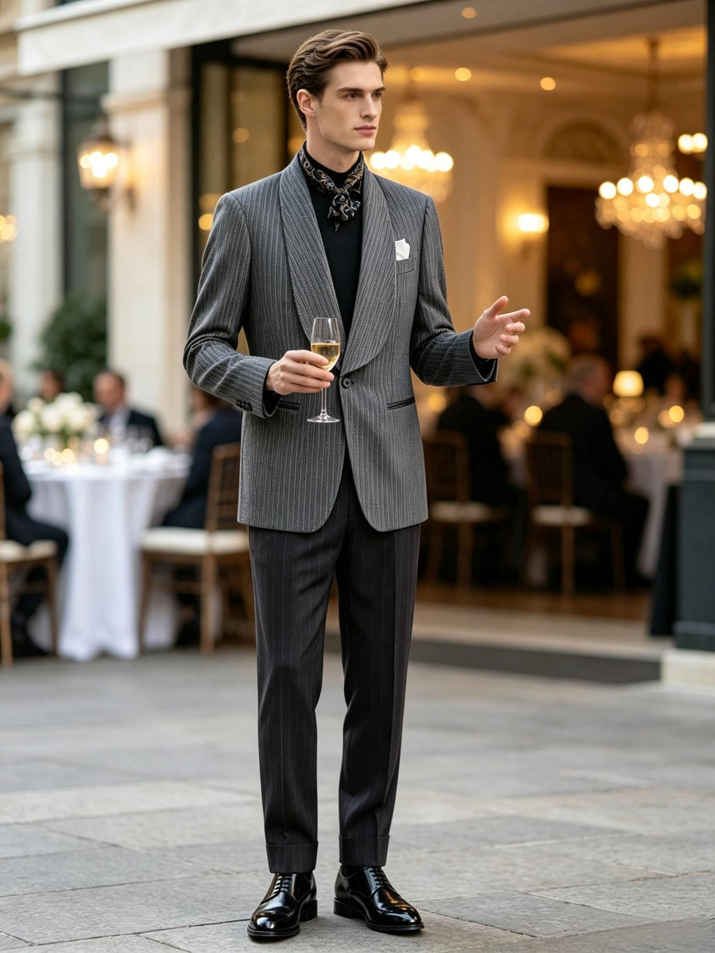 Shawl Collar Woven Texture Suit