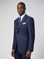 Navy Peak Lapel Blazer | 100% Italian Imported Wool Tailored Jacket, In-House Designer & Factory Direct
