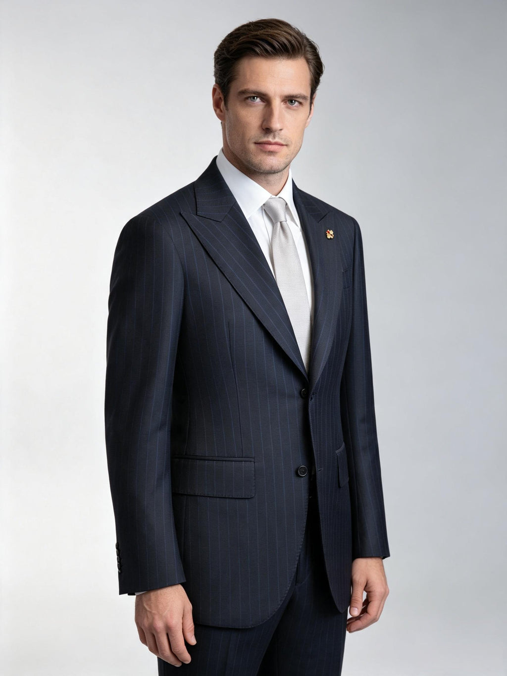 Navy Super Fine 100% Wool Striped Blazer | Premium Tailored Single Suit Jacket from Our Own Factory