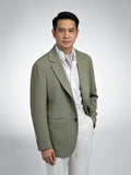 Sage Green Fine Stripe Unstructured Blazer | Premium Wool Casual Suit Jacket for Singapore Gentlemen