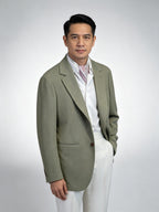 Sage Green Fine Stripe Unstructured Blazer | Premium Wool Casual Suit Jacket for Singapore Gentlemen