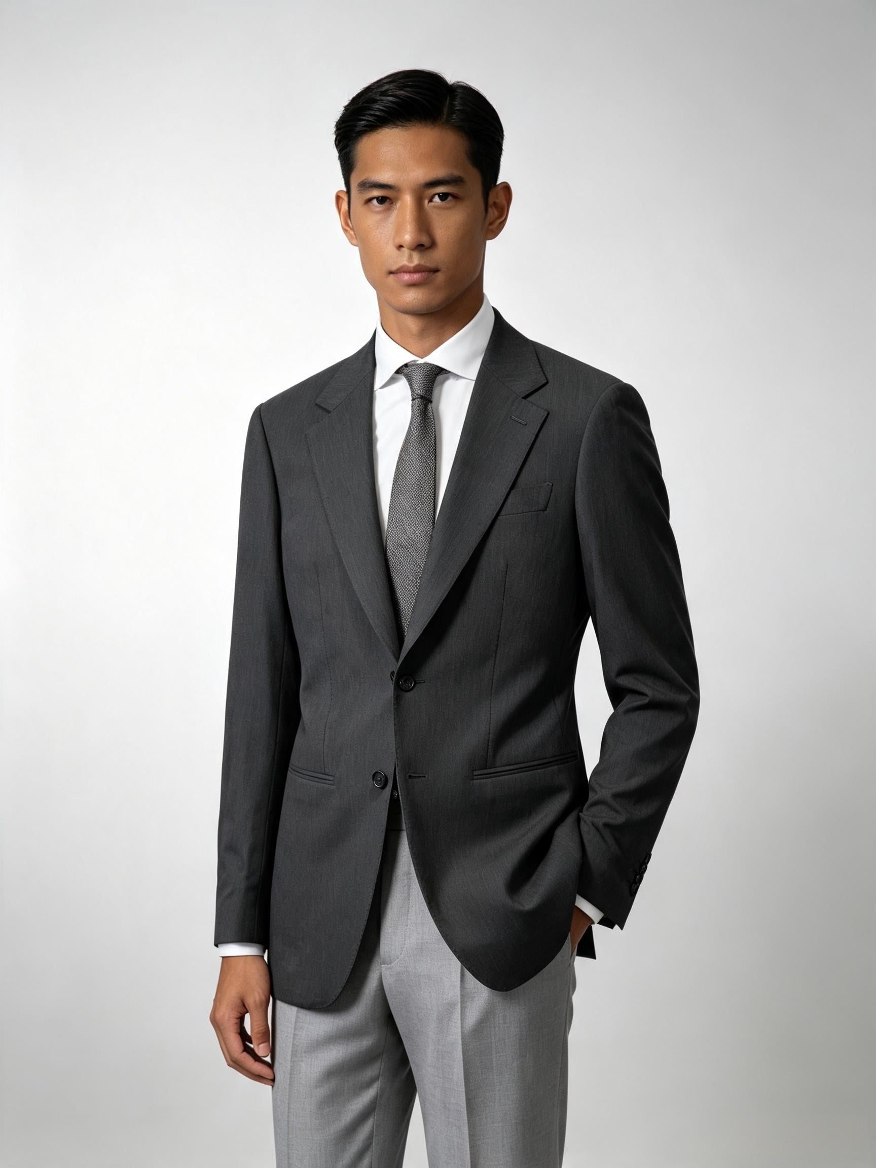 Black wool minimalist notched blazer