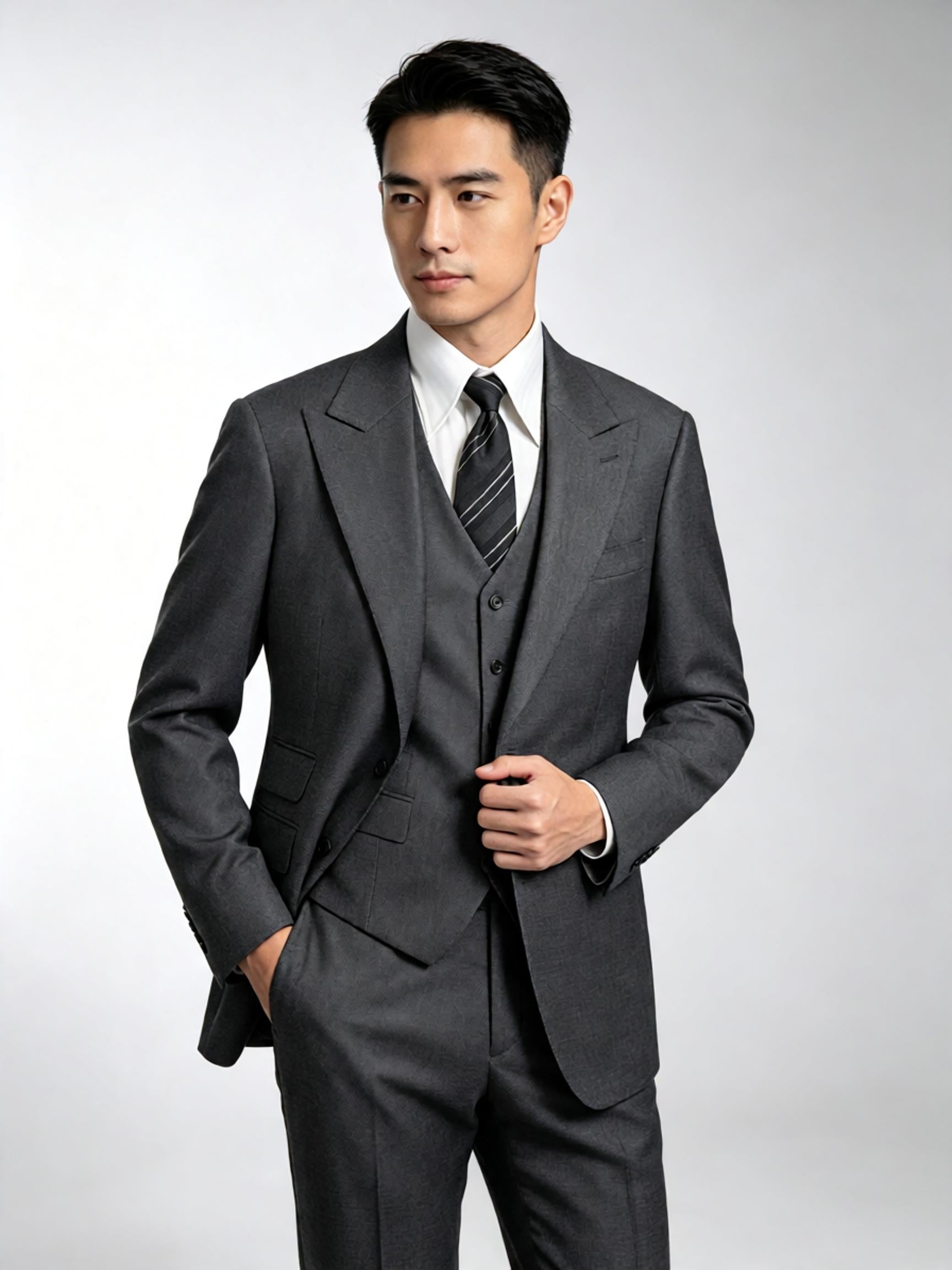 Grey textured wool blazer