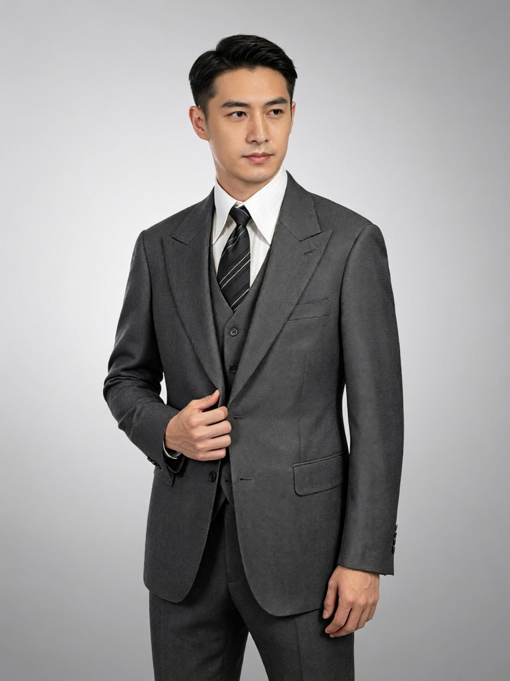 Grey textured wool blazer