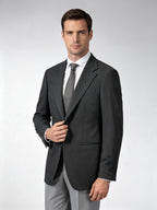 Black wool minimalist notched blazer