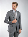 Medium Grey Plain Weave 100% Pure Wool Two-Piece Suit Jacket, Peak Lapel Formal Blazer for Asian Gentlemen
